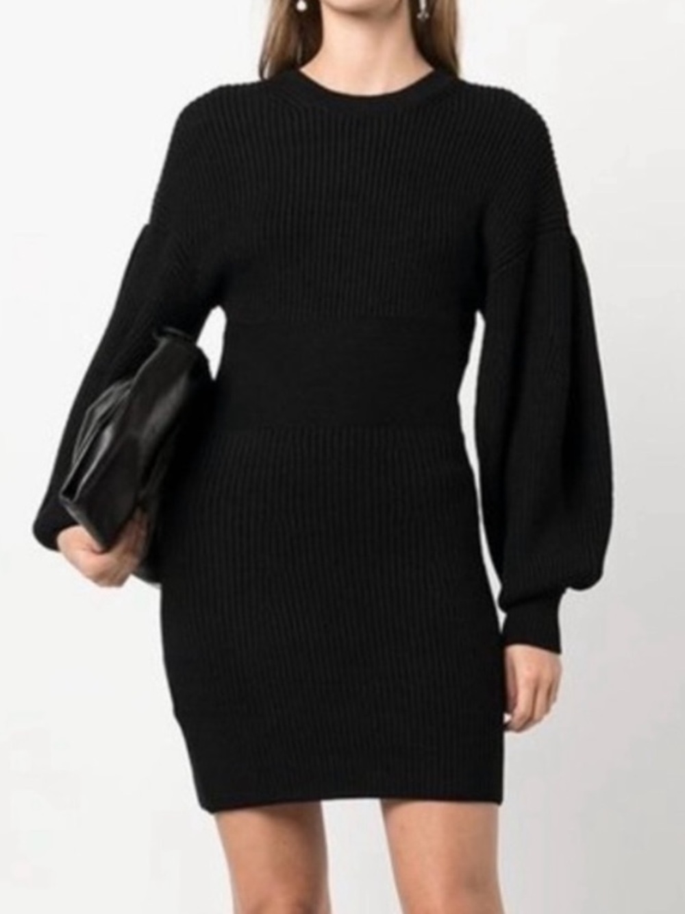 Staud Merlybone black puff sleeve sweater dress